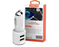 Xssive - Autolader 2 Poorten - Dubbele USB Lader Auto (3.4A) - 12V Stekker - Sigarettenaansteker USB - Wit - Auto Oplader (C29)