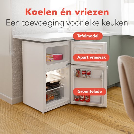 KitchenBrothers Koelkast - 61L Koelvak - 24L Vriesvak - IJskast - Koelvriescombinatie - Frigo - Vrijstaand - Wit van KitchenBrothers — afbeelding 3