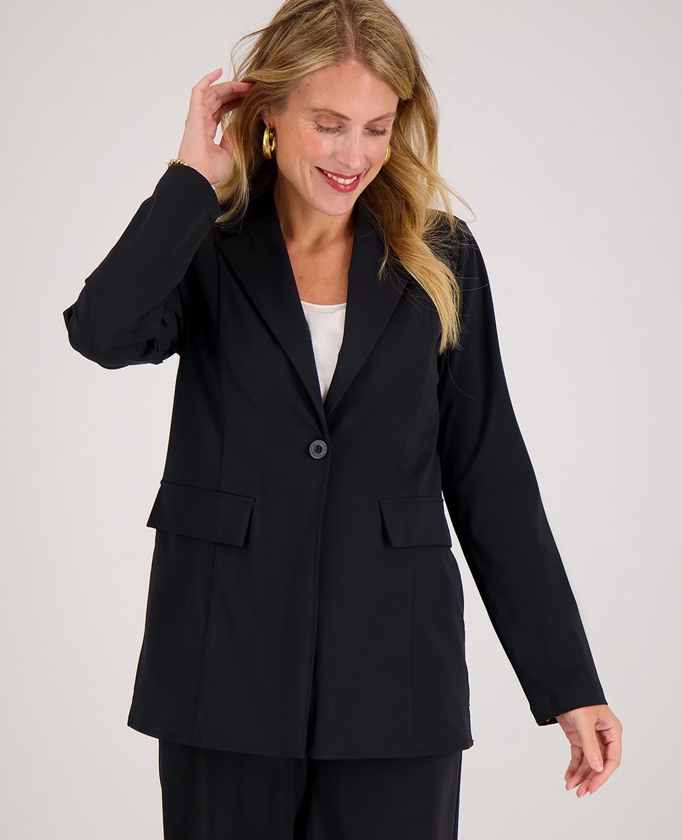 Je m'appelle Travelstof Dames Blazer Met stretch - Zwart - Maat M