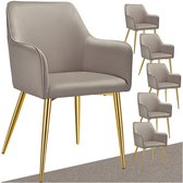 Chaise de salle à manger tectake® Avane - Aspect velours, Rembourrée - Set de 6 - taupe