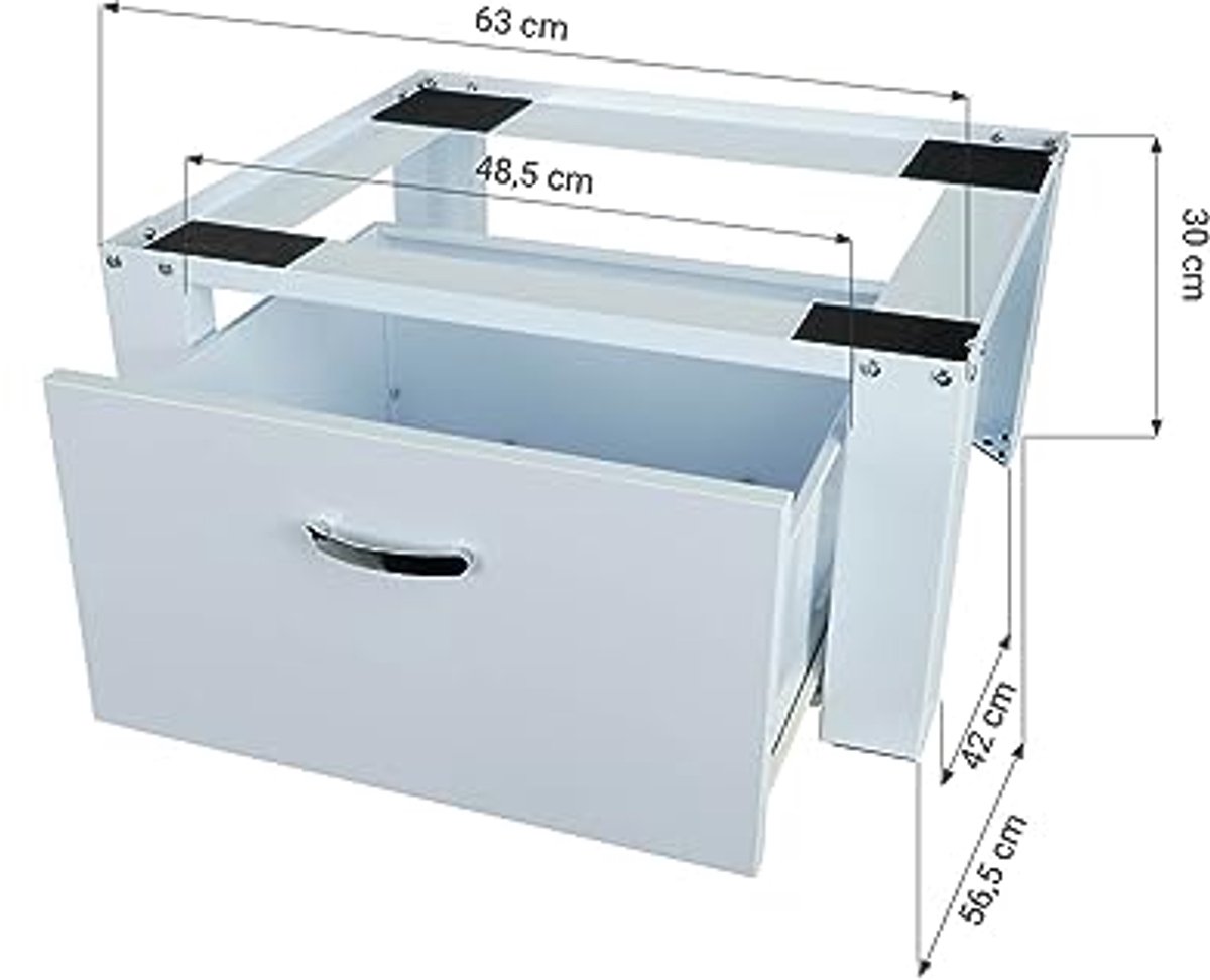 Onderstel voor wasmachines met geïntegreerde lade, wit, 30 cm hoogte