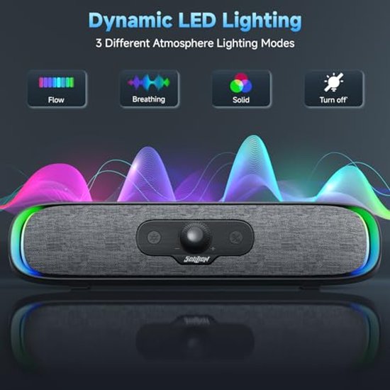 Compacte Bluetooth RGB Soundbar met LED-lichteffecten voor PC en Laptop — afbeelding 3
