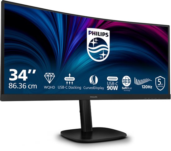 Philips 3000 series 34B2U3600C - Ultrawide USB-C Dock Monitor - 90W ...