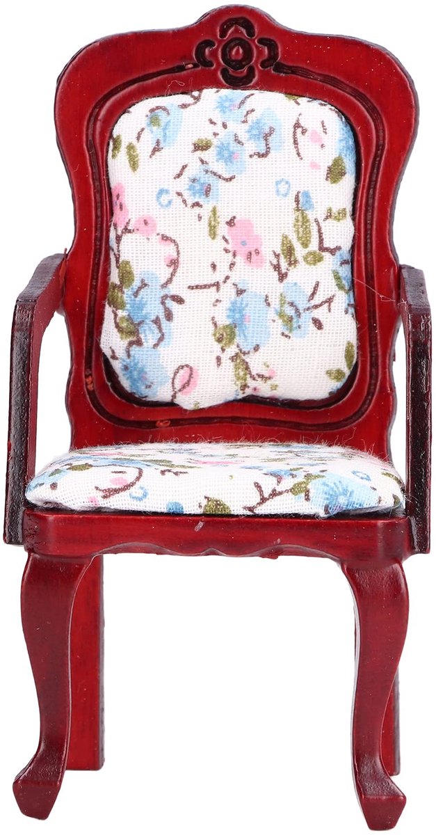 1:12 Scale Dollhouse Chair, Simulation Mini Armchair, Wooden Miniature Dollhouse Single Chair Furniture for Decorative