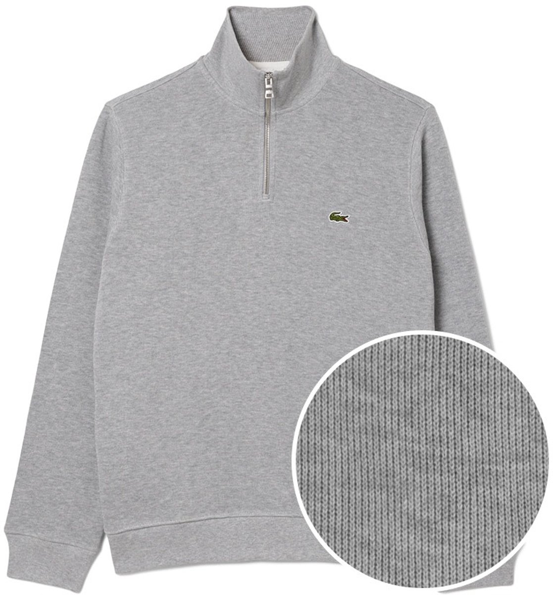 Lacoste heren ritskraag sweater logo Grijs