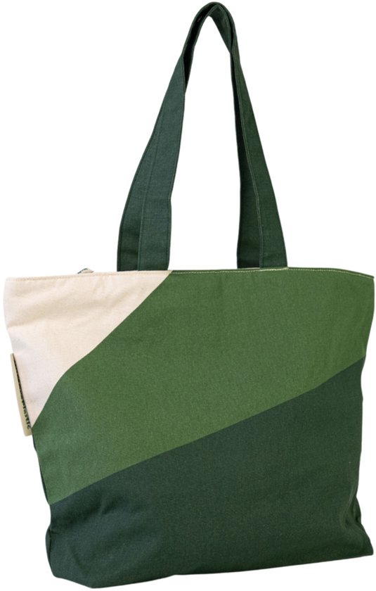 Sac durable de NoMorePlastic - Amazon Green - Collection Automne Hiver - Shopper avec fermeture éclair - Sac de plage avec fermeture éclair - Sac avec fermeture éclair - Fabriqué en coton recyclé - Soutenez une bonne cause avec votre achat