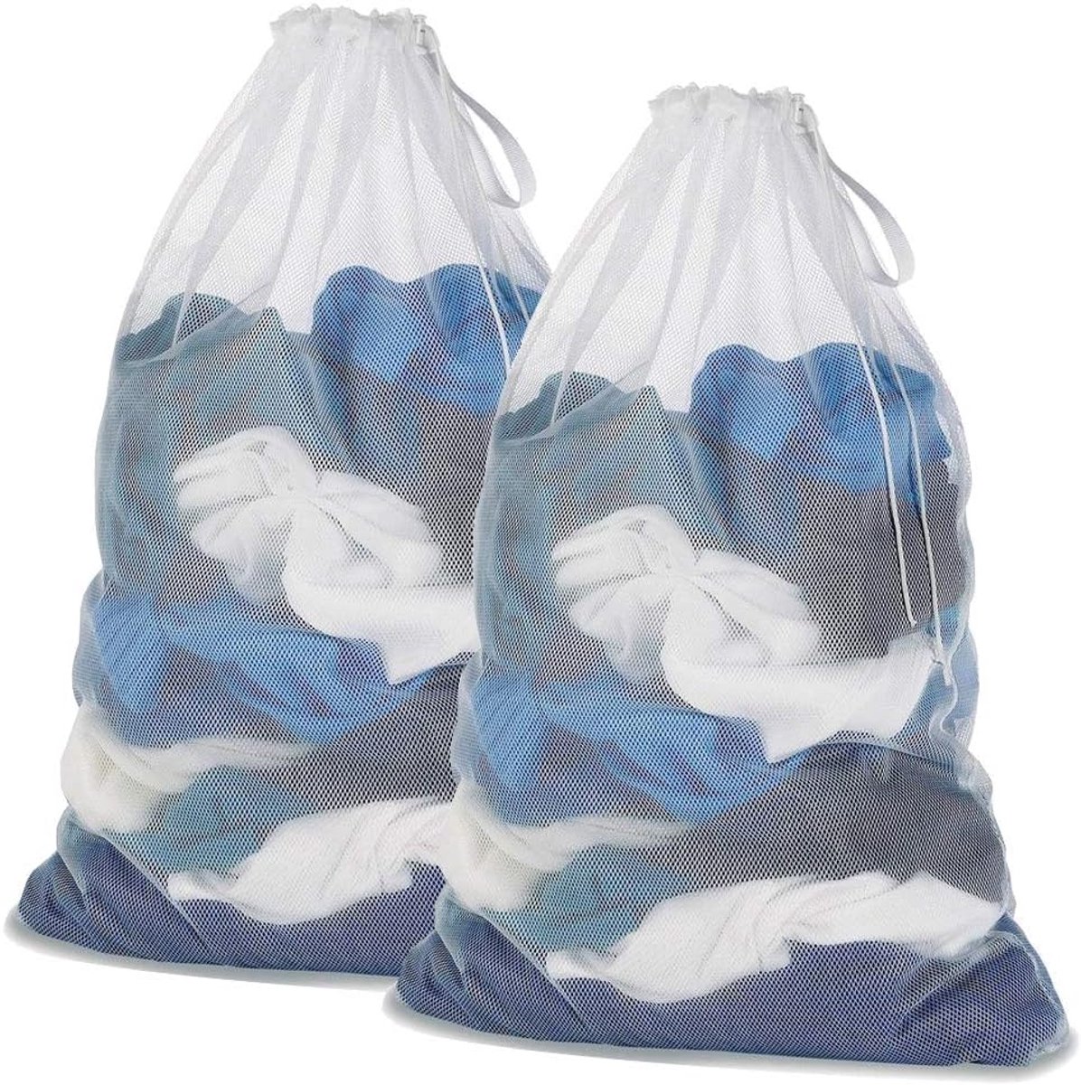 Mesh Waszakken Met Trekkoord 2 Stuks voor Wasmachine 60 x 90 cm Waszak Herbruikbare Waszakken voor Studentenhuis en Woning Organizer Waszak voor Reizen Delicates voor Bovenkleding Sokken Panty's Kousen en Babykleding