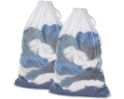 Mesh Waszakken Met Trekkoord 2 Stuks voor Wasmachine 60 x 90 cm Waszak Herbruikbare Waszakken voor Studentenhuis en Woning Organizer Waszak voor Reizen Delicates voor Bovenkleding Sokken Panty's Kousen en Babykleding