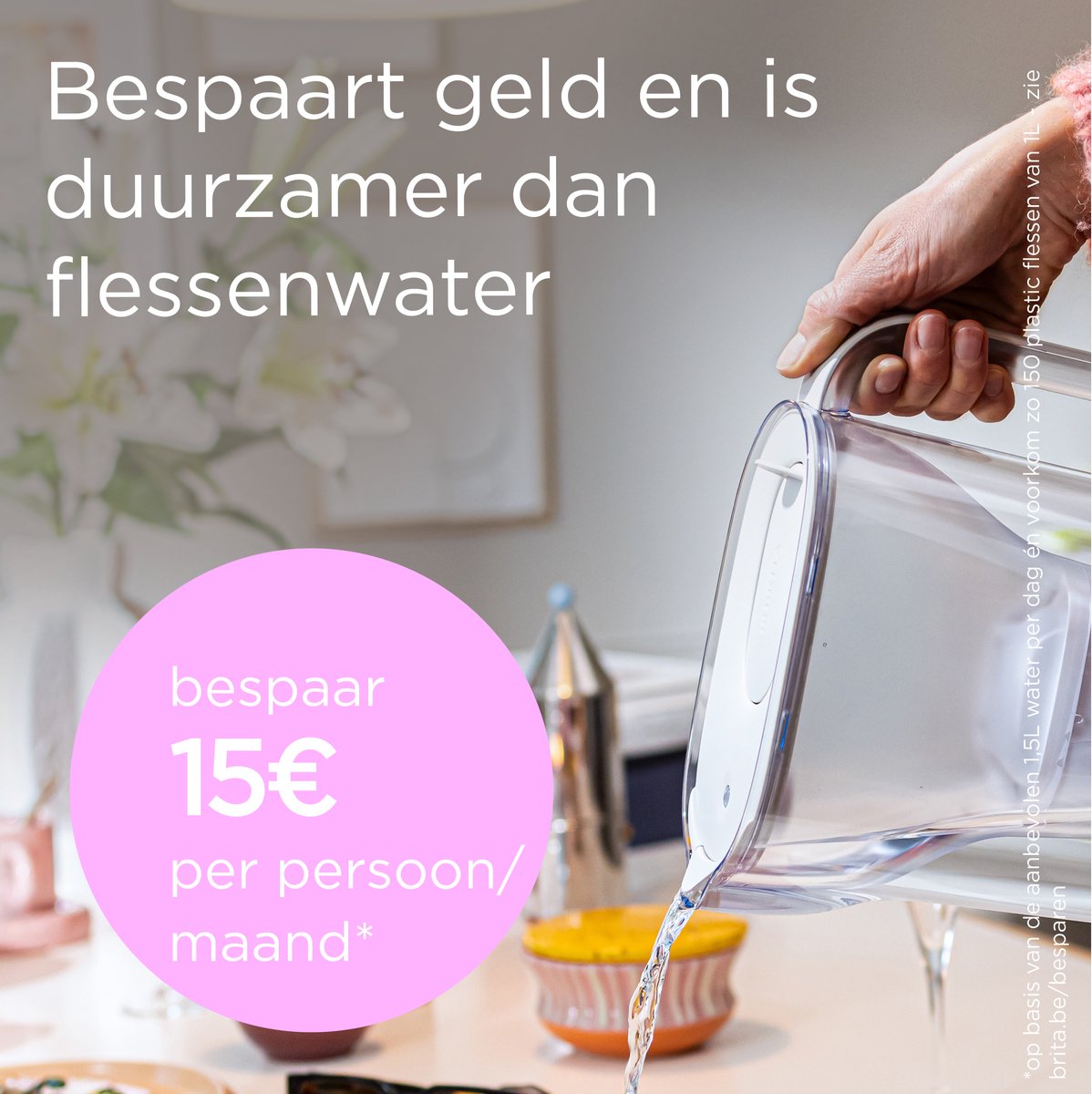 BRITA waterfilterkan Style Essential Wit (2,4L) incl. 3x MAXTRA PRO Pure Performance - past in de koelkast, met Smart LED Light & klapdeksel, wordt verzonden in een duurzame verpakking — afbeelding 5