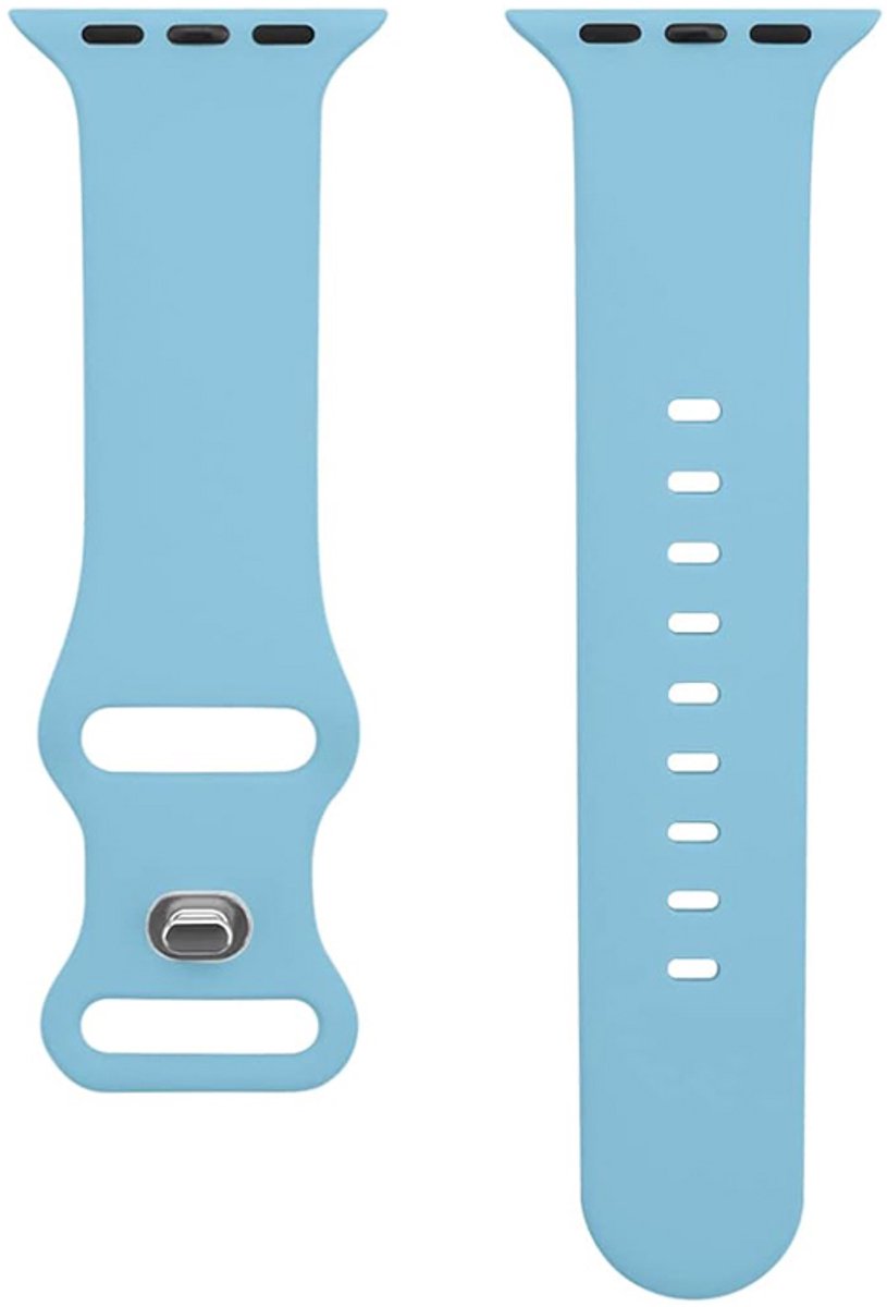Horlogebandje voor "Heren" Apple Watch Series 1/2/3 in 42 mm & Series 4/5/6/SE in 44 mm & Series 7/8/9 in 45 mm & Serie 10 in 46mm & Ultra 1 en 2 in 49mm - Lichtblauw Rubber