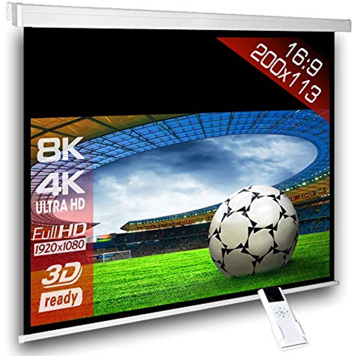 Gemotoriseerd Projectiescherm 200 x 113 cm 16:9 FULL-HD 4K/8K 3D HDR met Afstandsbediening