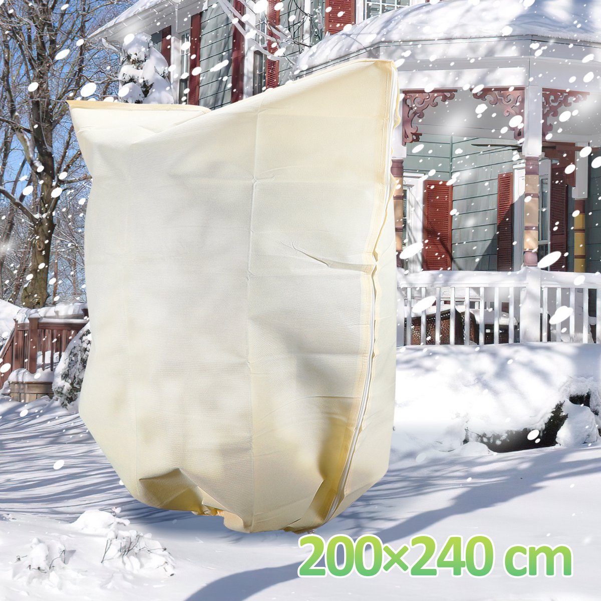 Plantenhoes tegen vorst - met aantrekkoord - Winterafdekhoes voor planten - 200×240cm - Grote gewasbeschermingszak - Potbeschermer - Hoogwaardige - Struik- 100g/㎡