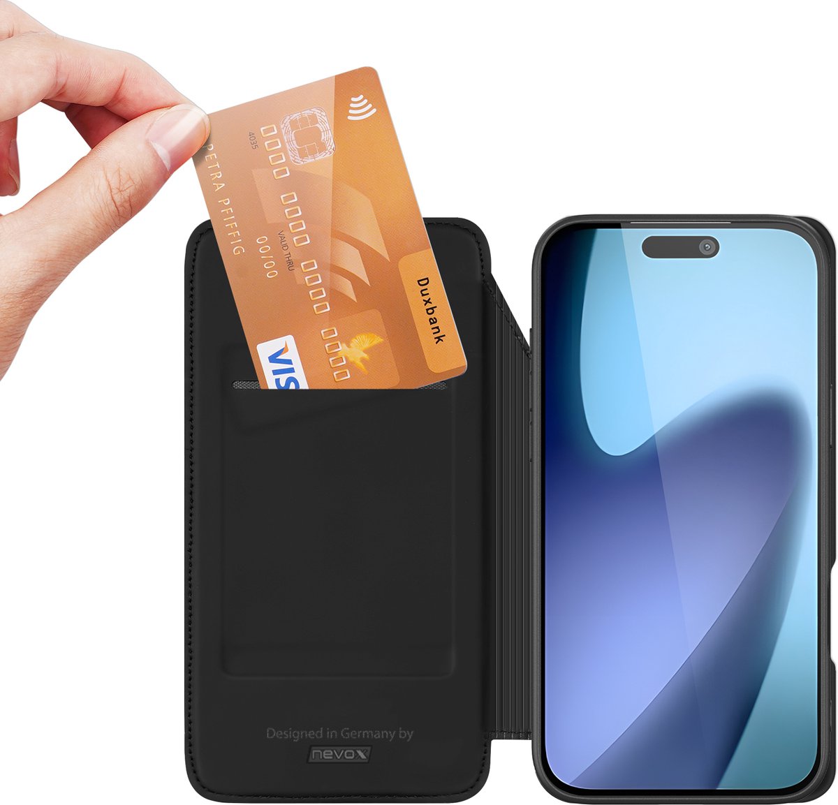 Mobiele telefoon hoes zwart nevox Vario Series Bookcase iPhone Air 16,8 cm (6,6") - Afbeelding 2