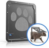 DIVERZA Kattenluik Hordeur - 29x24cm - Hondenluik - Geschikt voor Katten en Honden (tot 15kg) - Kattendeur Vliegenraam - Zwart