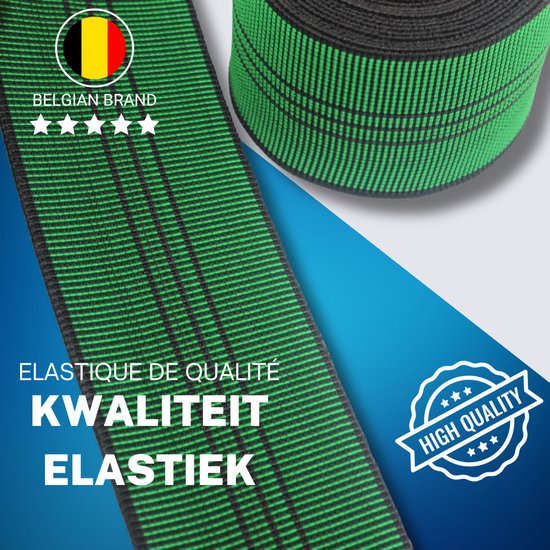 Meubelelastiek 70 mm - 6 Meter - Zwaar Elastisch Band voor Banken en Stoelen - Groen — afbeelding 4