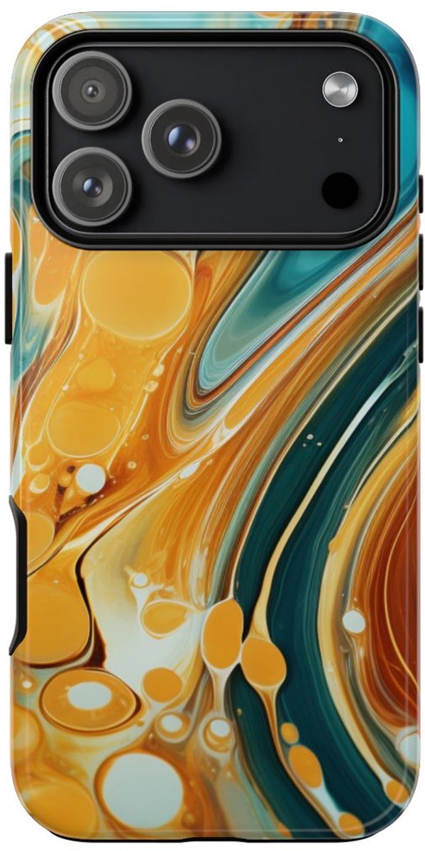 Turquoise en Honing Swirl Epoxy Patroon – Telefoonhoesje Geschikt voor iPhone 17 Pro Max