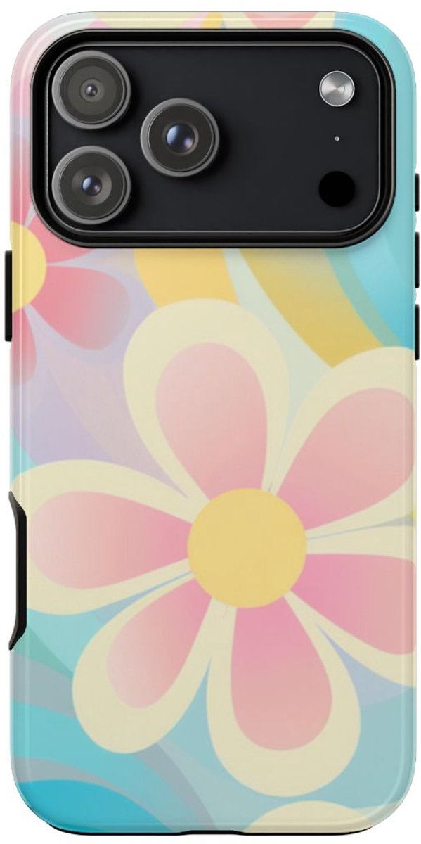 Pastel Groovy Bloemenpatroon – Telefoonhoesje Geschikt voor iPhone 17 Pro Max