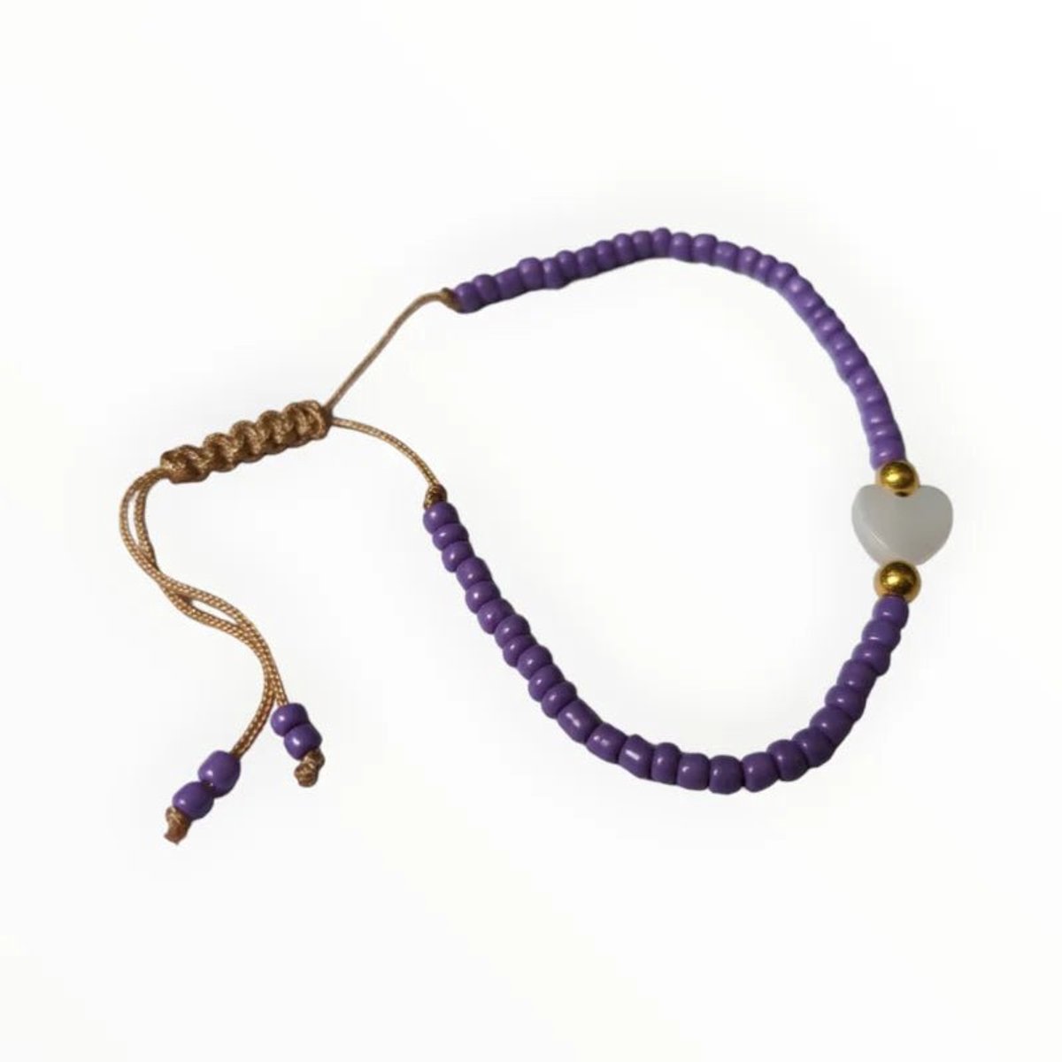 Aramat Jewels - verstelbare armband met schelp hartje -Paars-Dames