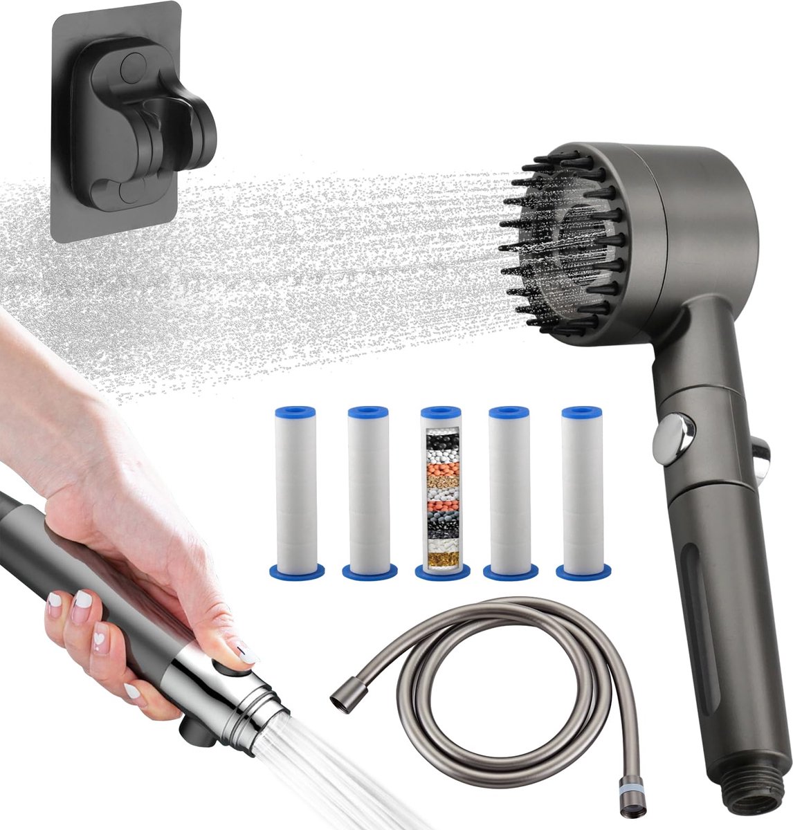 Azomor® Handdouche met Filter en Massagefunctie voor Luxe Douche-ervaring