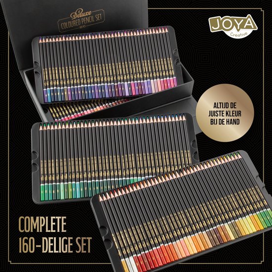 Nassau Fine Art Professional Set de 160 Crayons de couleur – Ensemble de dessin Couleurs riches et éclatantes – Crayons de couleur numérotés et codés par couleur – Comprend une feuille de test de couleur – Boîte de rangement robuste
