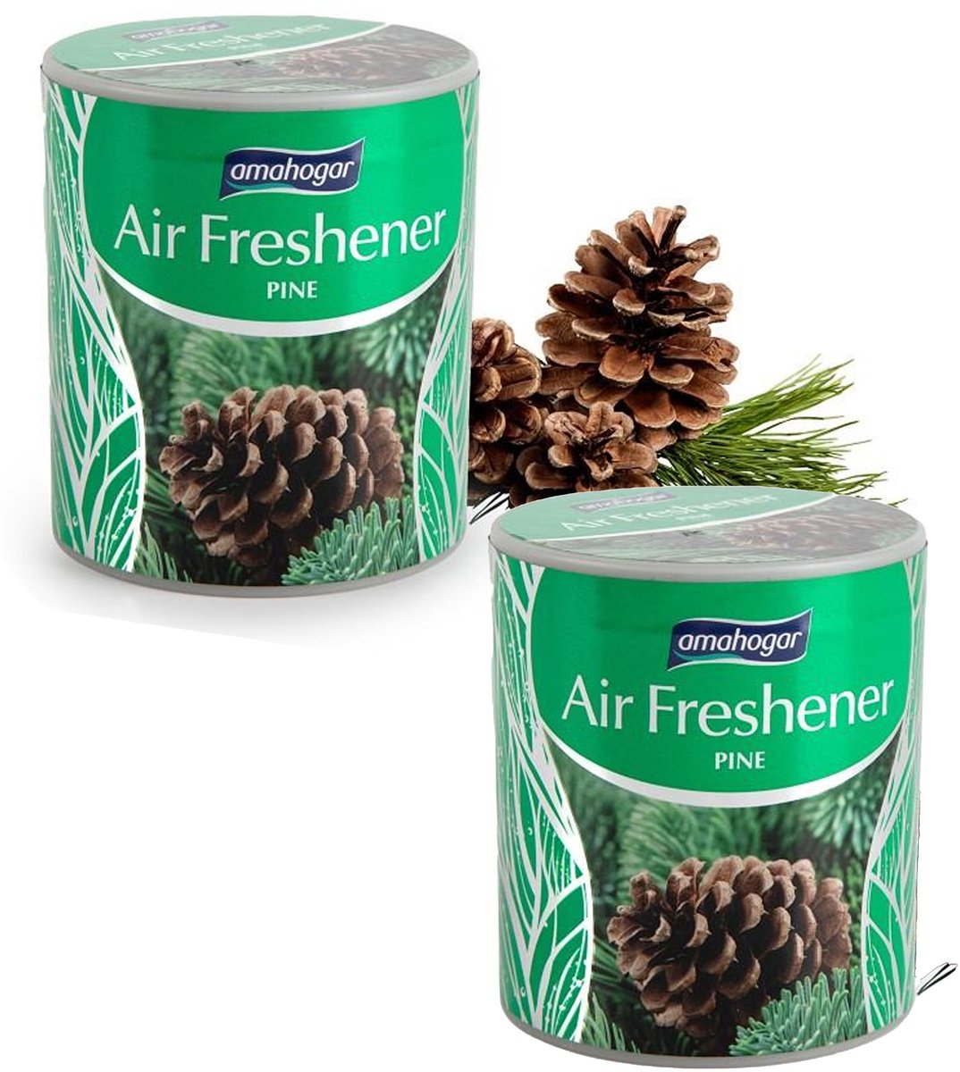 Ama Hogar Geur gel Dennen geur - 2x - 95 gram - geur blikje - 6 x 7 cm - auto/interieurparfum/luchtverfrisser