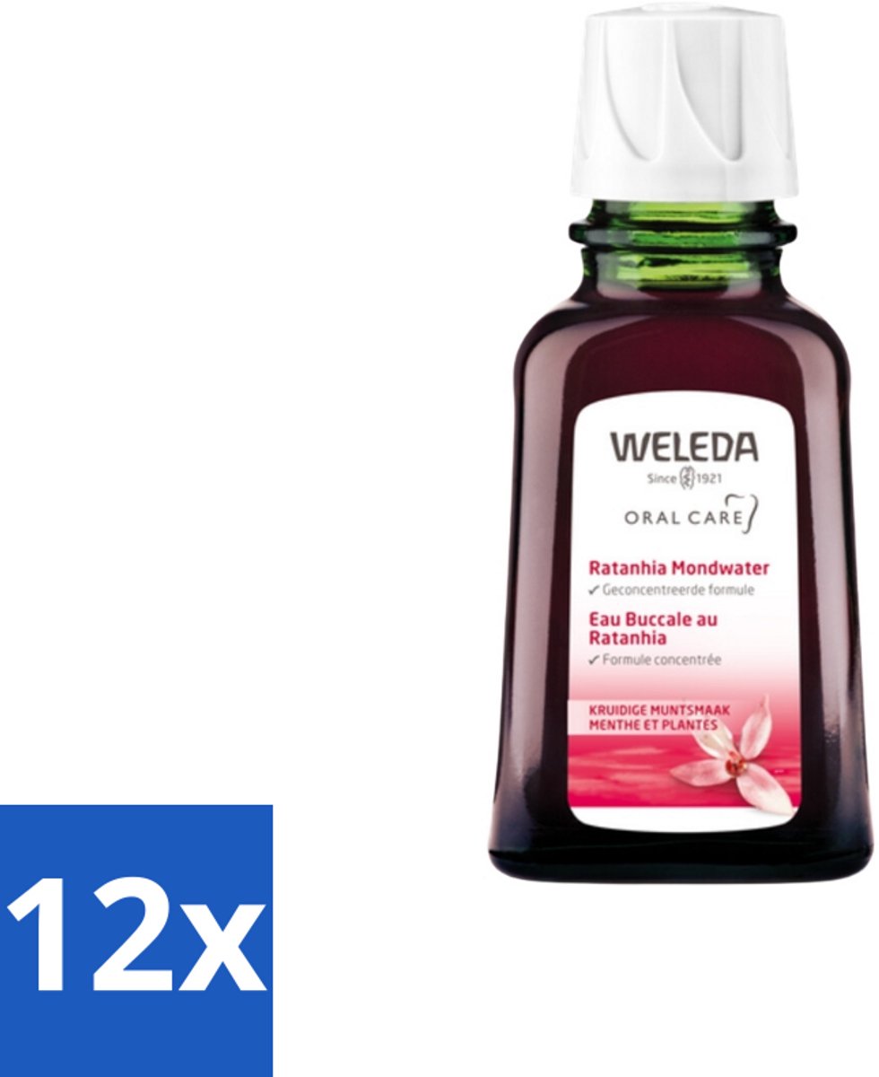 12 x WELEDA - Mondwater geconcentreerd - Ratanhia - 50 ml - Mondwater - Tandvlees - Natuurlijke Mondverzorging - Ratanhia - Verfrissend