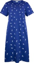 GAUBERT® Essential Dames Nachthemd Korte Mouw - Premium Gekamd Katoen - All-Over Print Bloemetjes - Blauw - Maat M - GB-6808