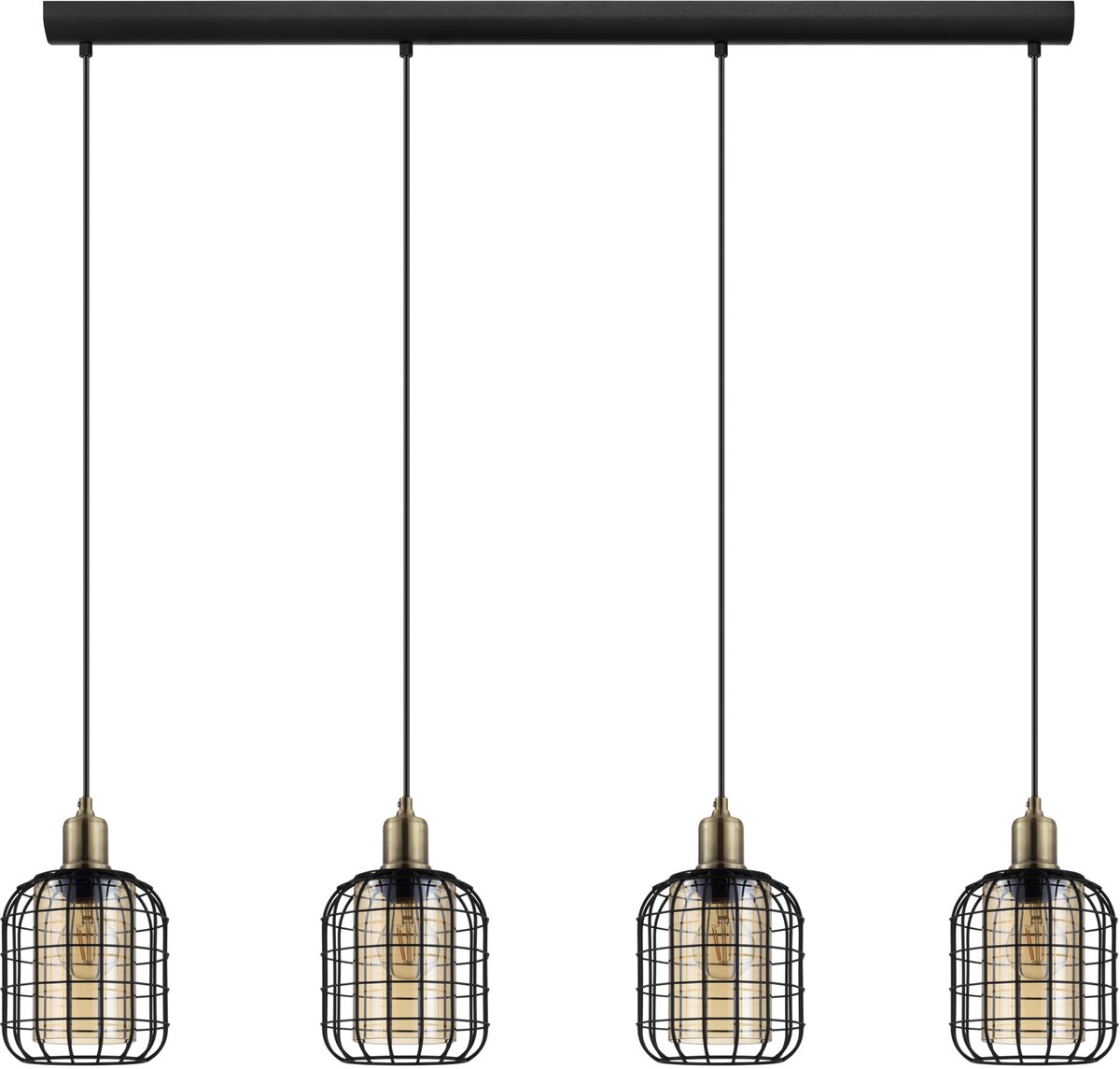 EGLO Chisle Hanglamp - E27 - 130 cm - Zwart/Gebronsd/Amber