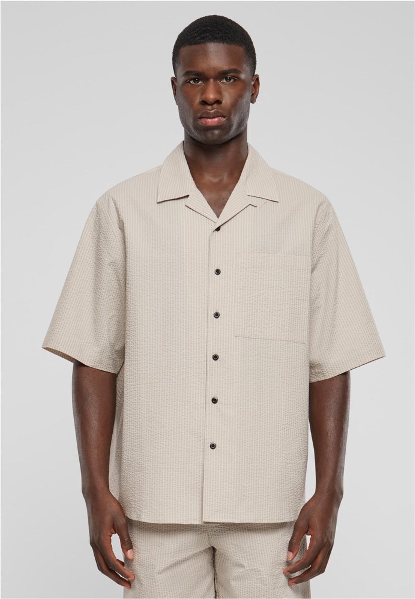 Urban Classics Relaxed Seersucker Short Sleeve Overhemd M Grijs