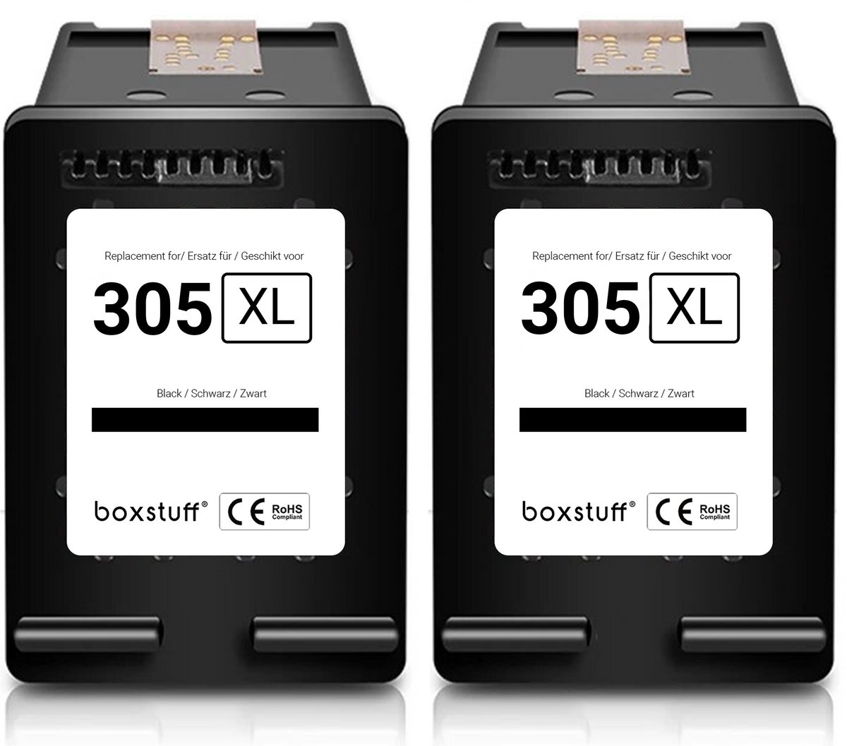 Boxstuff Inkt geschikt voor 305 XL - (3YM62AE) Compatibel met HP 305 / 305XL - Inkt Cartridge Zwart voor HP Deskjet 2700 / 2720 / 2710 / Plus 4120 / 4130 / 4110 / 4100 / Envy 6000 / 6010 / 6020 / 6030 / 6032 / Pro 6400 / 6420 - Multipack Zwart
