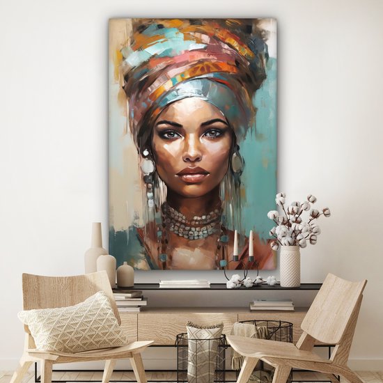 Tableau toile femme 90x140 cm - Décoration chambre adultes - Art moderne - Décoration murale toile toile abstraite - Toile murale cuisine - Photo sur toile - Tableau cuisine décoration maison - Décoration chambre abstraite - Hotel chic