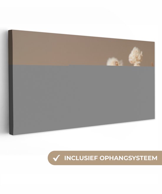 Canvas schilderij 160x80 cm - Wanddecoratie Bloemen - Wit - Natuur - Pastel - Muurdecoratie woonkamer - Slaapkamer decoratie - Kamer accessoires - Schilderijen op canvas
