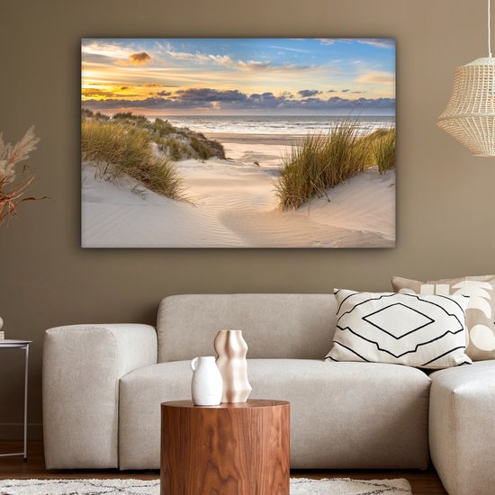 Toile - Plage - Mer - Soleil - Dune - Peintures salon - Chambre - Photo sur toile - Tableaux sur toile naturel120x80 cm