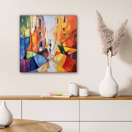 Canvas schilderij 50x50 cm - Wanddecoratie Abstract - Kunst - Schilderij - Kleuren - Muurdecoratie woonkamer - Slaapkamer decoratie - Kamer accessoires - Schilderijen op canvas