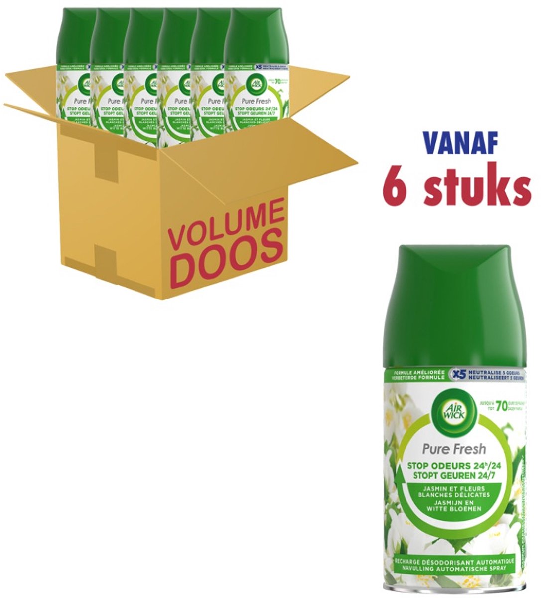 Airwick Freshmatic Jasmijn & Witte Bloemen Refill (6 x 250ml)