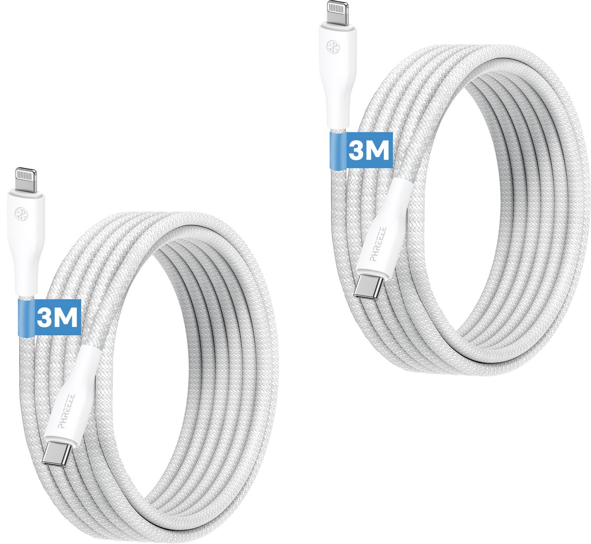Oplaadkabel geschikt voor iPhone 14, 13, 12, 11, X - 3m lang - 20w