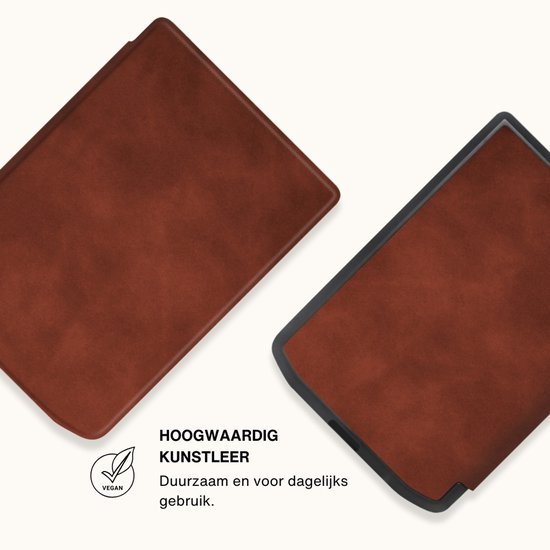 Lunso PocketBook Verse / Verse Pro / Verse Color Slim hard case hoes (6 inch) - sleepcover - Bruin van Lunso — afbeelding 2