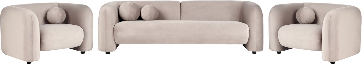 LEIREN - Bankenset 5-zits - Taupe - Fluweel