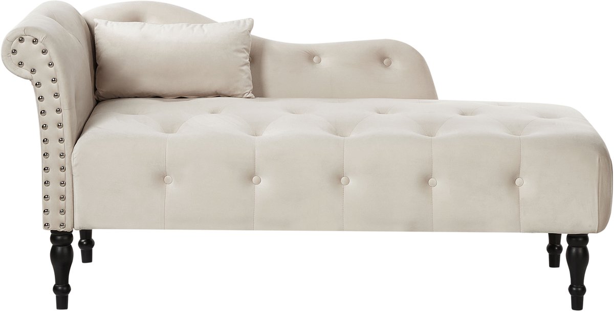 BELIANI IVRY - Chaise longue - Lichtbeige - Linkerzijde - Fluweel