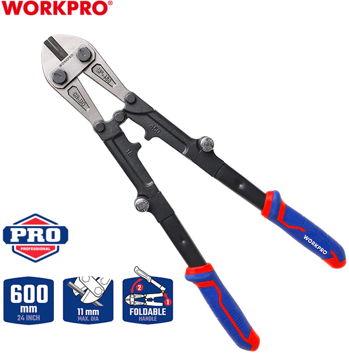 WORKPRO WP216009 Opvouwbare Betonschaar 600 mm – Met Dubbel Hefboomsysteem – makkelijk opbergen en meenemen– Professioneel