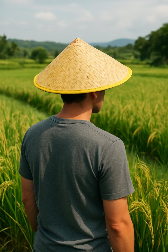 Vietnamese Bamboe Rijstveld Hoed – Japanse/Chinese/Samurai Strohoed – Lichtgewicht Festival & Verkleed Accessoire - Halloween hoed