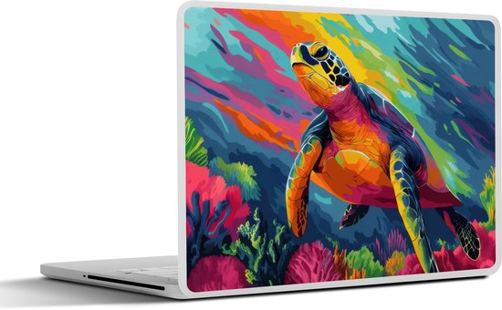 Autocollant pour ordinateur portable - 25 x 18 cm - Corail - Tortue - Abstrait - Water - 10,1 pouces - Autocollants pour ordinateur portable - Protection - Coque