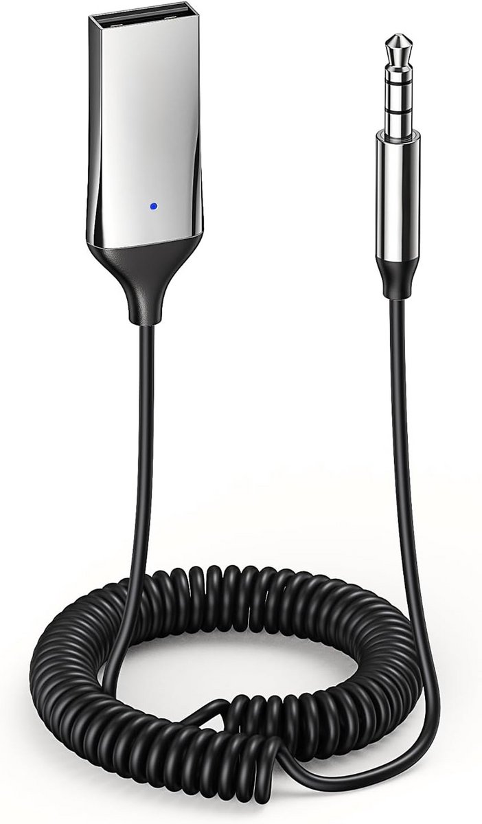 Qost - Bluetooth 5.0 Transmitter - Auto USB naar AUX Bluetooth Ontvanger - Audio Adapter naar 3.5mm Jack - Carkit - Spacegrey
