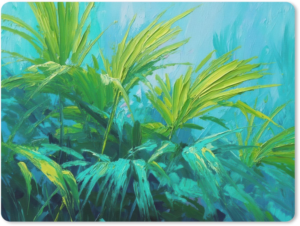 Muismat 23x19 cm - Mousepad Bladeren - Groen - Schilderij - Abstract - Muismatten