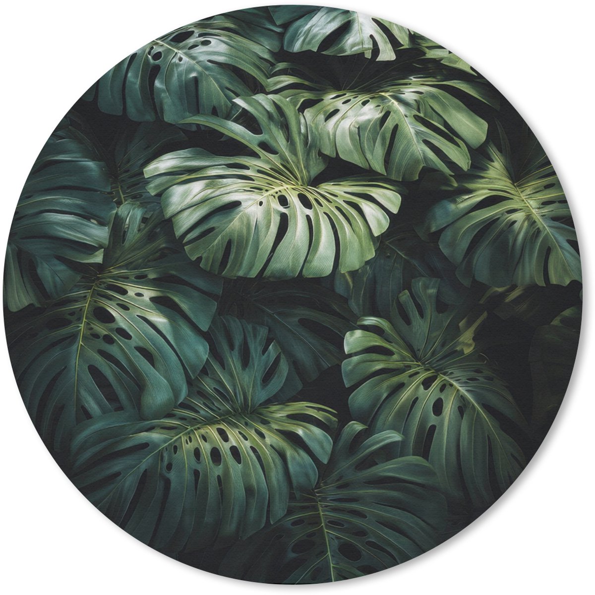 Muismat rond 20x20 cm - Mousepad Plant - Monstera - Lichtinval - Ronde muismatten