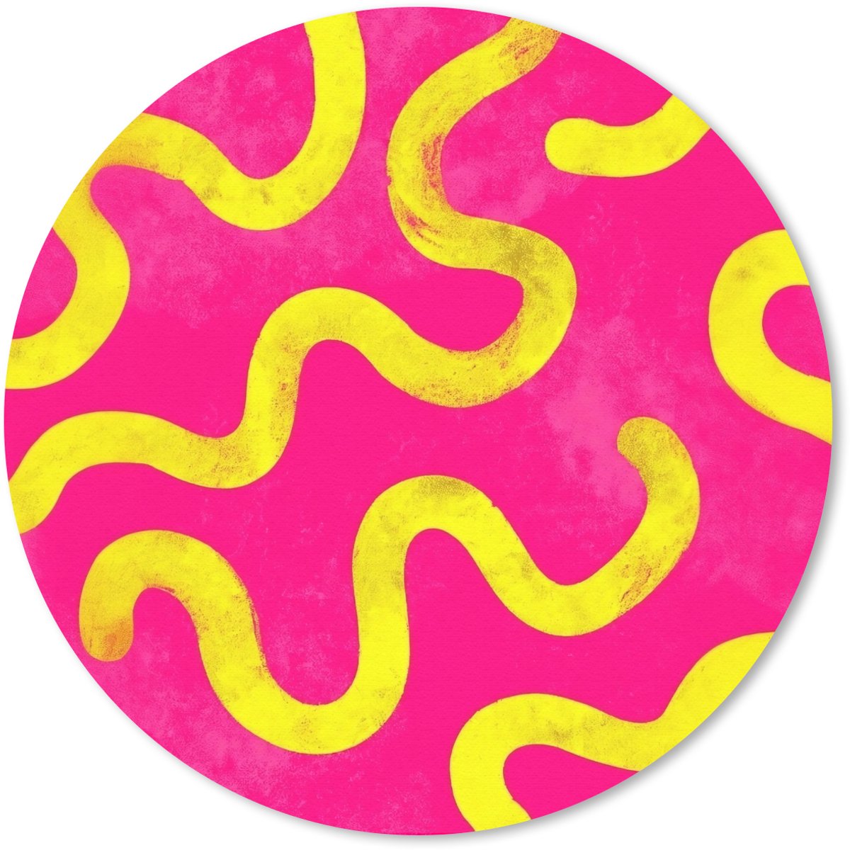 Muismat rond 40x40 cm - Mousepad Lijn - Geel - Abstract - Ronde muismatten