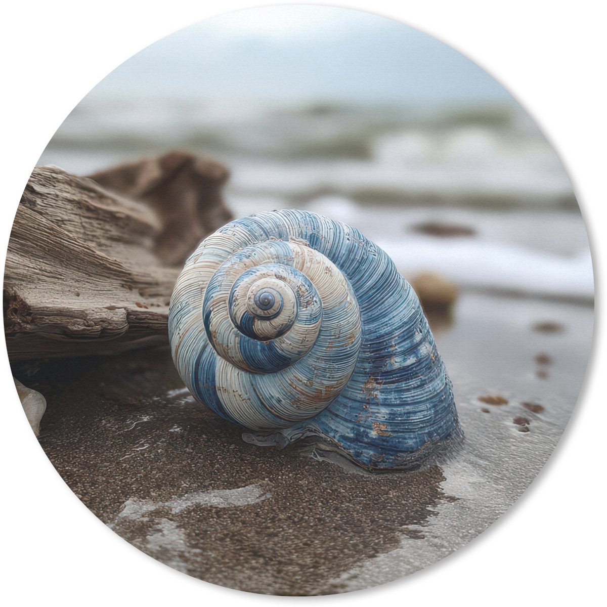 Muismat rond 40x40 cm - Mousepad Schelp - Strand - Blauw - Zee - Ronde muismatten