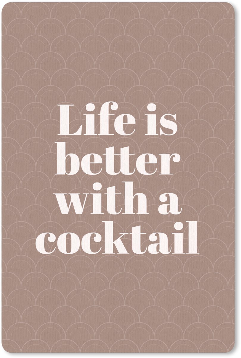 Muismat 18x27 cm - Mousepad Cocktail - Tekst - Patroon - Wit - Muismatten