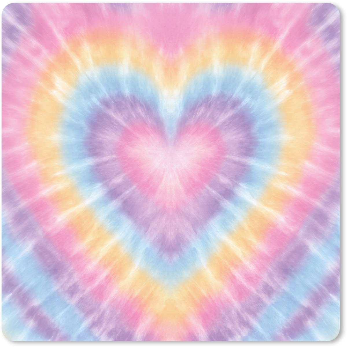 Muismat XXL 60x60 cm - Bureau onderlegger - Bureau mat Hartvorm - Pastelkleuren - Tie Dye - Bureaumat - Gaming mousepad xl - Bureaulegger groot - Computer deskmat