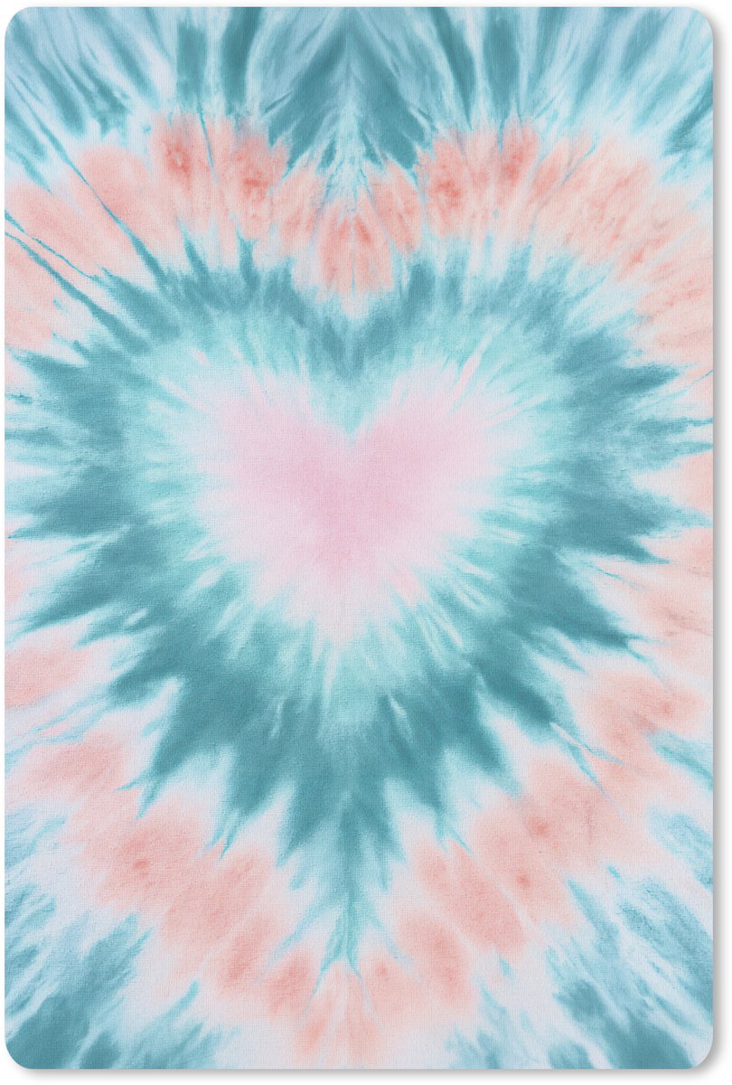 Muismat 18x27 cm - Mousepad Hartvormig - Tie dye - Pasteltinten - Lichtgroen - Muismatten